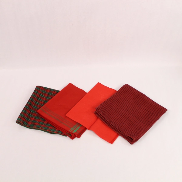 Lot of 9 Christmas Fabric Napkins Mismatched Green Red Floral Plaid Woven