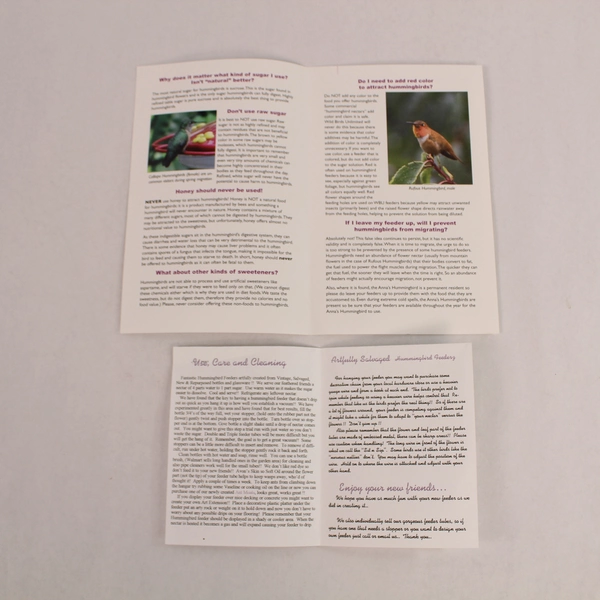 Artful Glass Hummingbird Feeder Outdoor Hanging Made in Oregon 21" Long