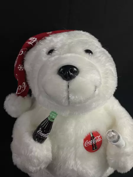 Coca Cola 1998 Animated Plush Polar Bear 14" Red Hat As Is Not Working