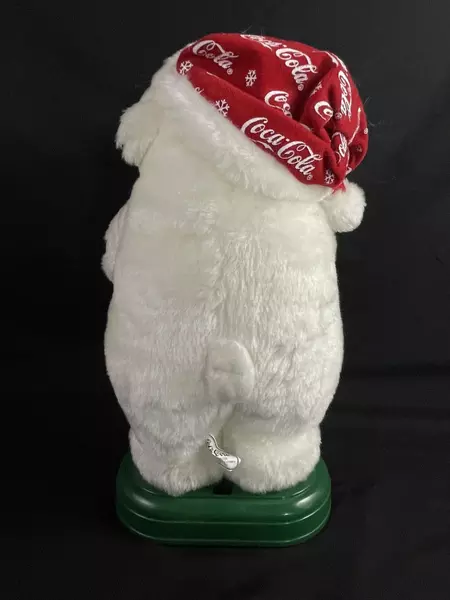Coca Cola 1998 Animated Plush Polar Bear 14" Red Hat As Is Not Working