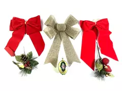 Lot of Christmas Decor Floral Picks Bows Door Hangers Pre-owned