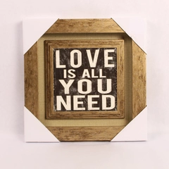 Love is All You Need Distressed Framed Wall Art Plaque Home Decor 12x12"