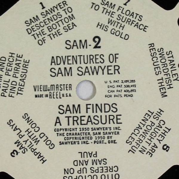 Vintage 1950 Sawyer's View Master SAM 2 Adventures of Sam Sawyer Finds Treasure