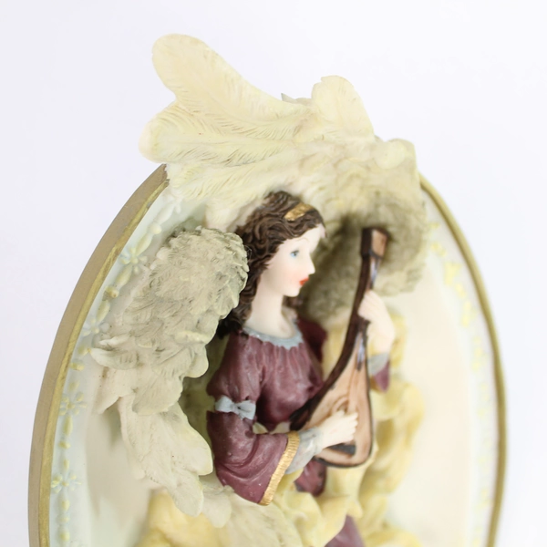 Christmas Angel Guitar Wall Plaque 8.5" Ceramic Holiday Decor Home Sign