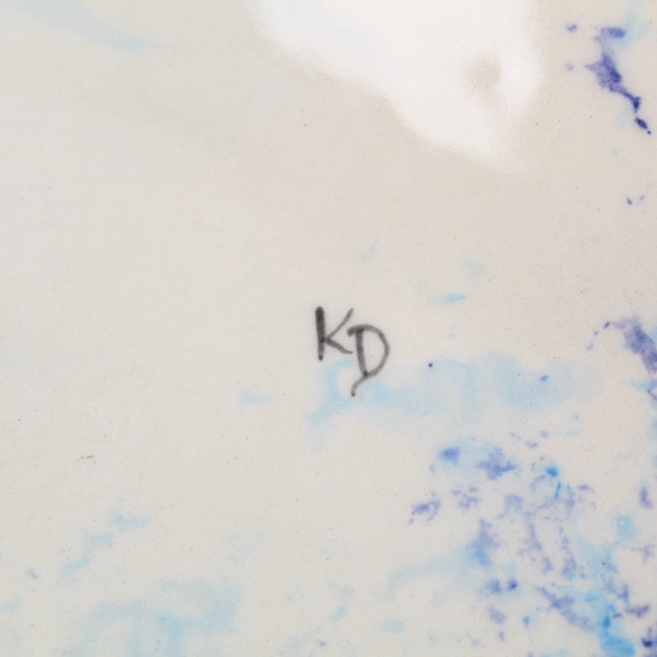 Hand Painted Christmas Snowman Cookie Platter Blue White Square 9.75"