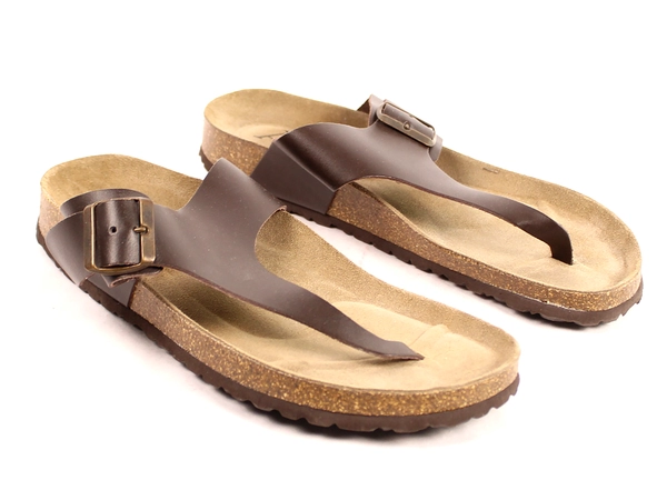 Autenti Women's Size 43 Brown Leather Slip-On Sandals Made in Spain