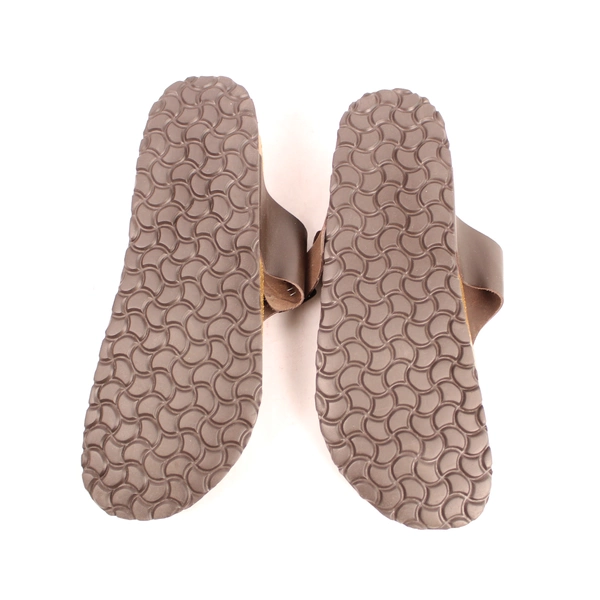 Autenti Women's Size 43 Brown Leather Slip-On Sandals Made in Spain