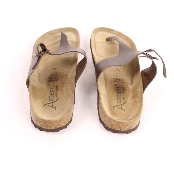 Autenti Women's Size 43 Brown Leather Slip-On Sandals Made in Spain