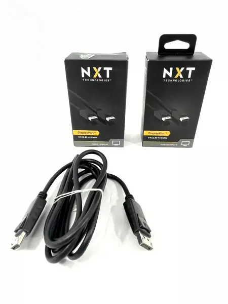 Lot of 2 NXT Technologies 6ft DisplayPort Cables NX51763 4K Ultra HD Support
