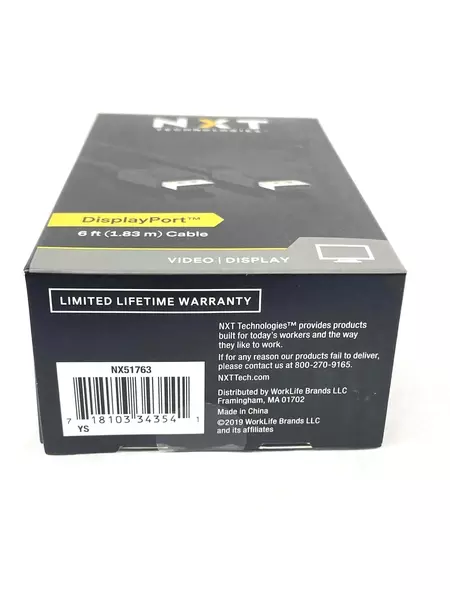 Lot of 2 NXT Technologies 6ft DisplayPort Cables NX51763 4K Ultra HD Support