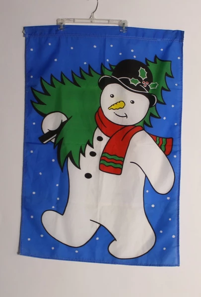 Lot of 2 Christmas Yard Flags Elves & Snowman Holiday Outdoor Decor