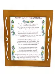 Framed "New Age Grandma" Poem Plaque Brown Wood Frame Home Decor 12.5x10.5"