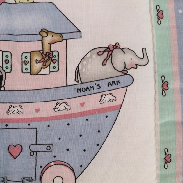Handmade Infant Quilt Noah's Ark Design with Pillow Pocket 42"x32" White