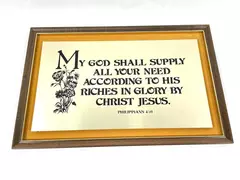 Lawson Falle Limited Brass Framed Philippians 4:19 Quote Plaque 12"x18.5"