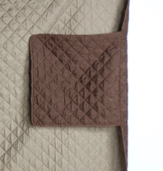 Brown Argyle Quilted Loveseat Slipcover Protector 86.5" Pre-Owned Home Decor