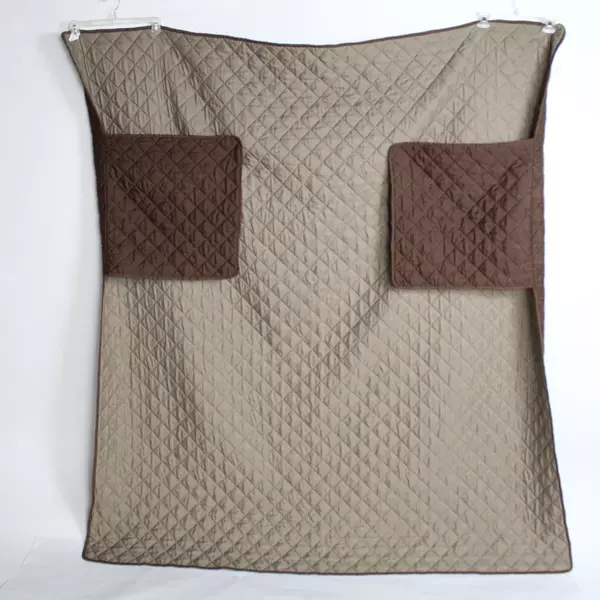 Brown Argyle Quilted Loveseat Slipcover Protector 86.5" Pre-Owned Home Decor