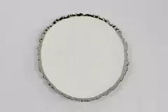 Luna Park 11" Oval Serving Plate Silver Rim White Embossed Dishwasher Safe