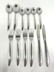 Lot of 12 Gorham Stegor Spiral Stainless Steel Flatware Pieces Pre-Owned