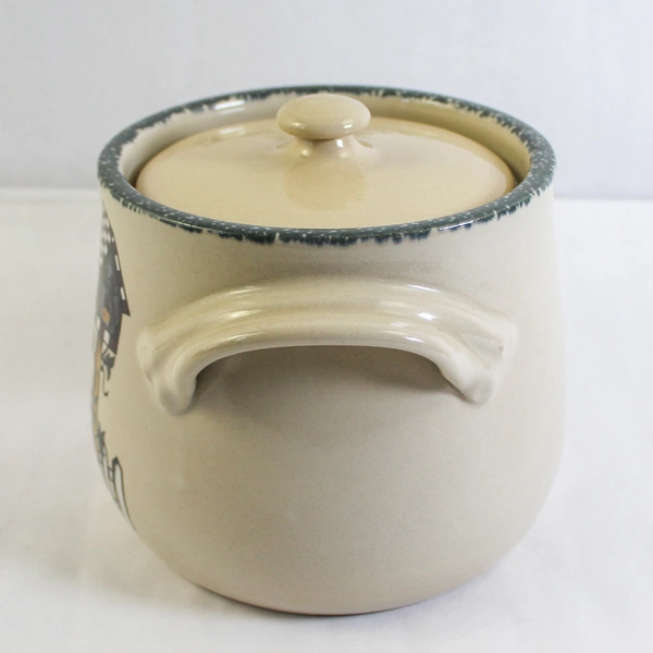 Home & Garden Ltd Handmade Cookie Jar 2002 Cream Birdhouses Kitchen Jar
