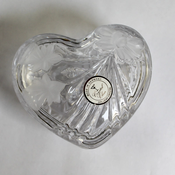 Vintage Anna Hutte Heart Shaped Trinket Dish 24% Lead Crystal Germany
