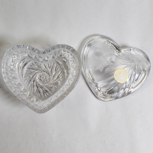 Vintage Anna Hutte Heart Shaped Trinket Dish 24% Lead Crystal Germany