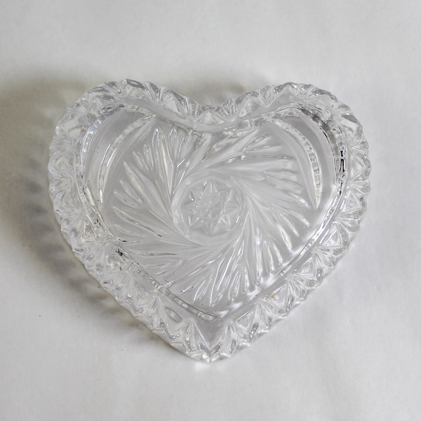 Vintage Anna Hutte Heart Shaped Trinket Dish 24% Lead Crystal Germany