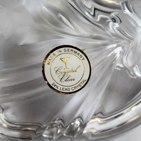 Vintage Anna Hutte Heart Shaped Trinket Dish 24% Lead Crystal Germany