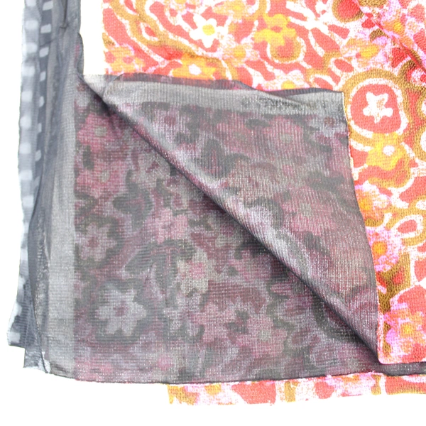 Loomskill Inc Floral Fabric Remnant 1.75 Yards Red Pink Brown Sewing Craft