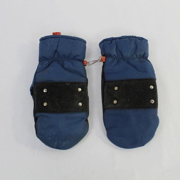 Vintage Kombi Ladies Ski Mittens Gloves Size M Blue Leather Palm Pre-owned