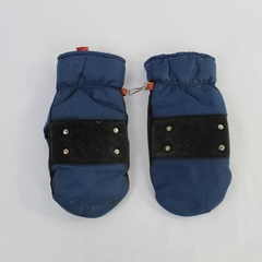 Vintage Kombi Ladies Ski Mittens Gloves Size M Blue Leather Palm Pre-owned