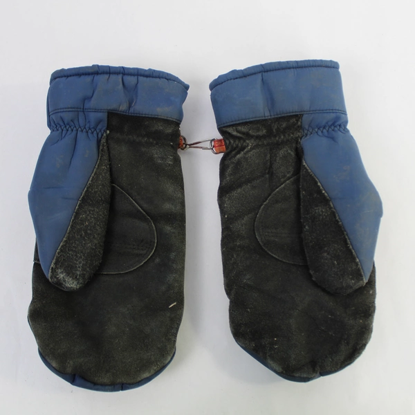 Vintage Kombi Ladies Ski Mittens Gloves Size M Blue Leather Palm Pre-owned