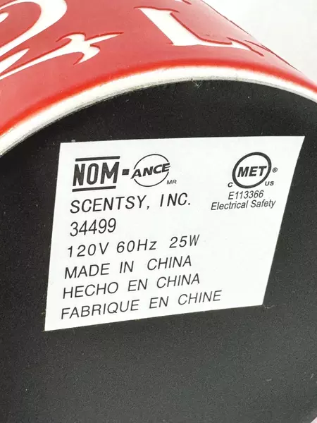 Scentsy Electric Wax Warmer Model 34499 Red White Noel 5.75" Tall