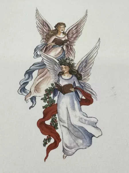 R. K. Lehmus Wood Ceramic Angel Tile Trivet Cork Back 8.76" Square