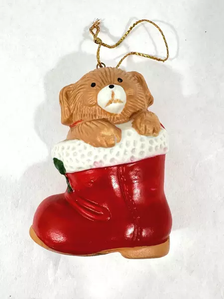 Lot of 2 American Greetings Christmas Ornaments Puppy & 1993 Carousel Reindeer