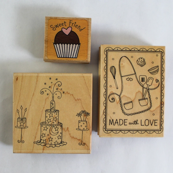 Lot of 3 Hero Arts Rubber Stamps Cake Sweet Friend Made with Love Crafting