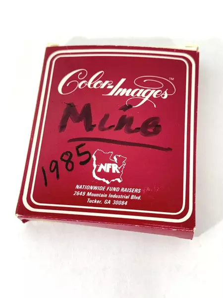 1985 Color Images Santa Claus Reindeer Glass Ornament with Stand & Box