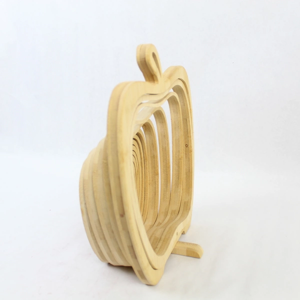 Bonnie & Pop Wooden Collapsible Apple Fruit Basket 11.75" Tall Decorative