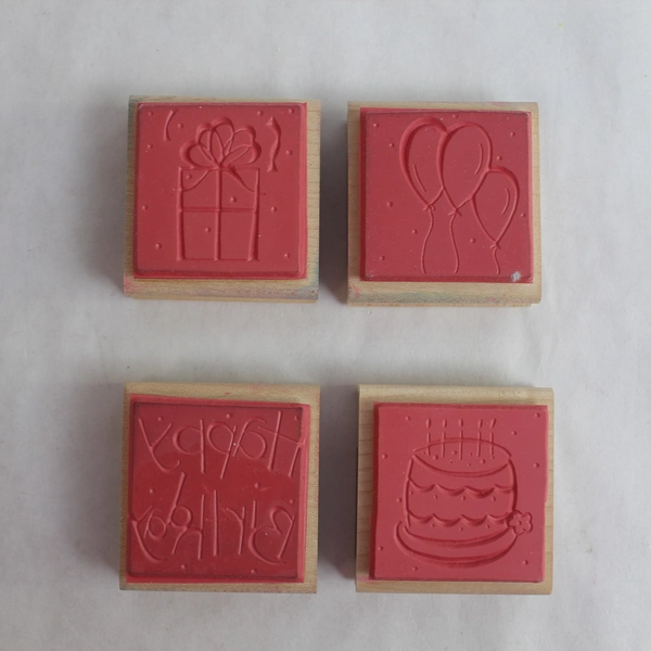 Lot of 4 Close to My Heart Rubber Stamps Happy Birthday Cake Balloons Gift