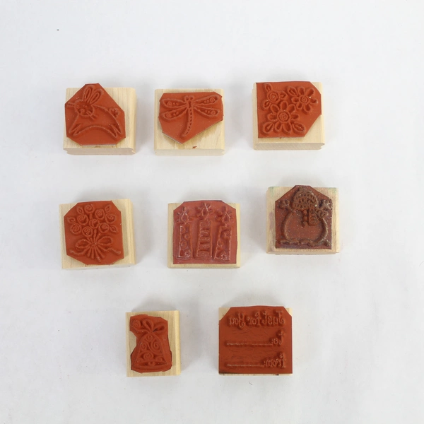 Lot of 8 Pre-Owned 2001 Stampin' Up Rubber Stamps Flowers Bunny Dragonfly