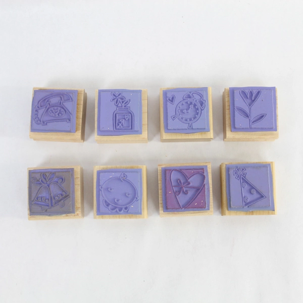 Lot of 8 2004 Stampin' Up Rubber Stamps Telephone Bells Clock Baby Hat