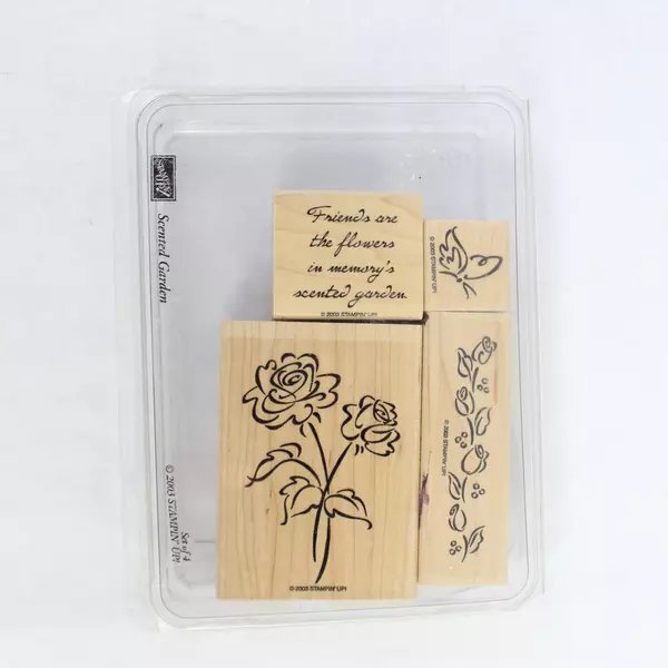 Lot of 4 Stampin' Up 2003 Scented Garden Floral Rubber Stamps Crafting