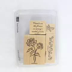 Lot of 4 Stampin' Up 2003 Scented Garden Floral Rubber Stamps Crafting