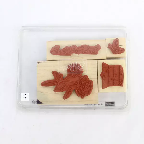 Lot of 4 Stampin' Up 2003 Scented Garden Floral Rubber Stamps Crafting