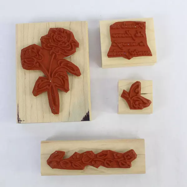 Lot of 4 Stampin' Up 2003 Scented Garden Floral Rubber Stamps Crafting