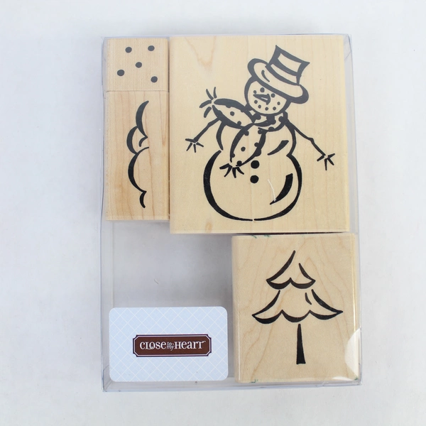 Lot of 4 Close to My Heart Winter Rubber Stamps Mr. Snowman Tree Snowflakes