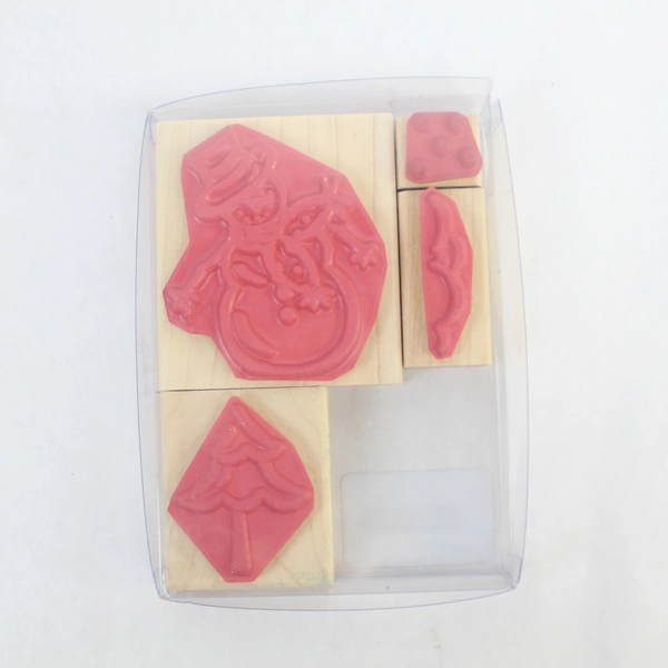 Lot of 4 Close to My Heart Winter Rubber Stamps Mr. Snowman Tree Snowflakes