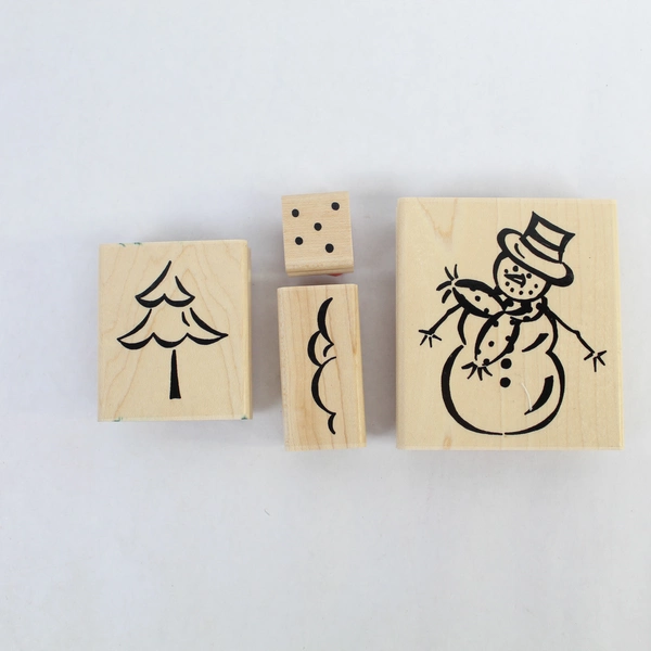 Lot of 4 Close to My Heart Winter Rubber Stamps Mr. Snowman Tree Snowflakes