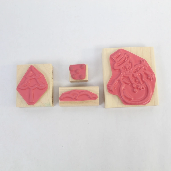 Lot of 4 Close to My Heart Winter Rubber Stamps Mr. Snowman Tree Snowflakes