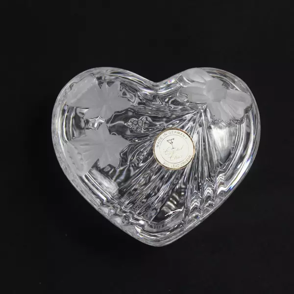 Vintage Anna Hutte Heart Shaped Trinket Dish 24% Lead Crystal in Box