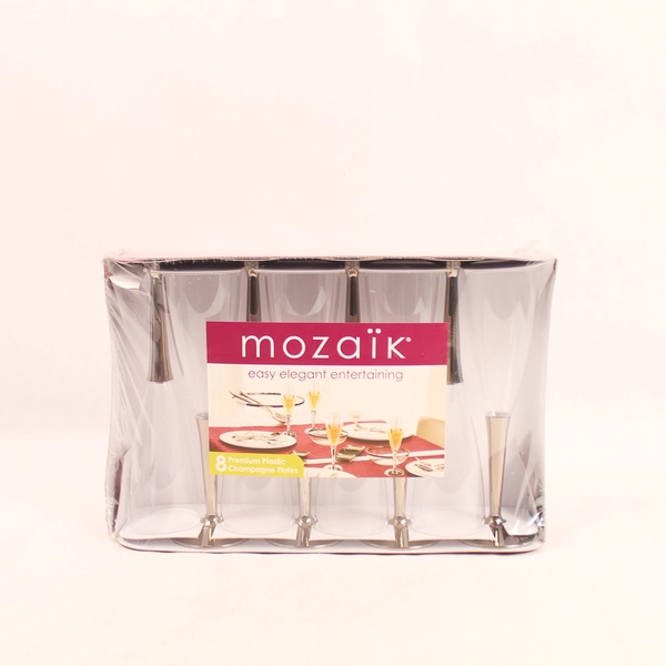 Mozaik 8-Piece Premium Plastic Champagne Flutes Set - New & Sealed